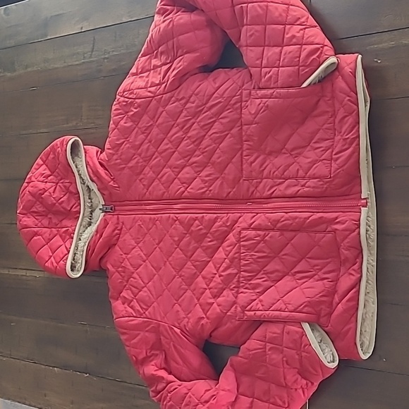 Zyia Red Sherpa Reversible Hooded Jacket size M - Picture 4 of 5